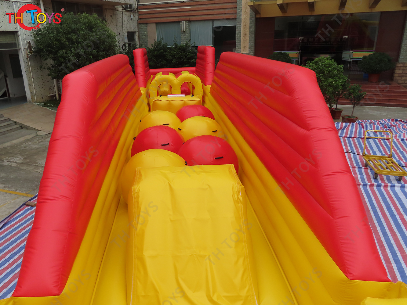 36m long giant Inflatable Obstacle Course, outdoor kids adults training camp games bouncy slides