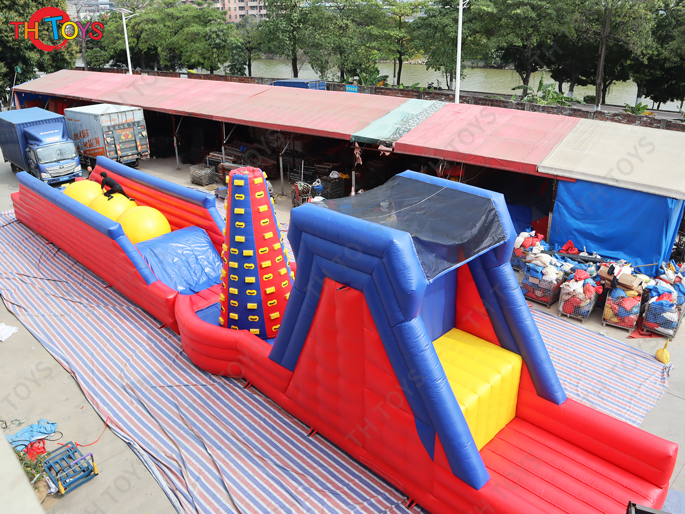 24x3x5mh Inflatable Obstacle Course Combination Customized Inflatable challenge running course
