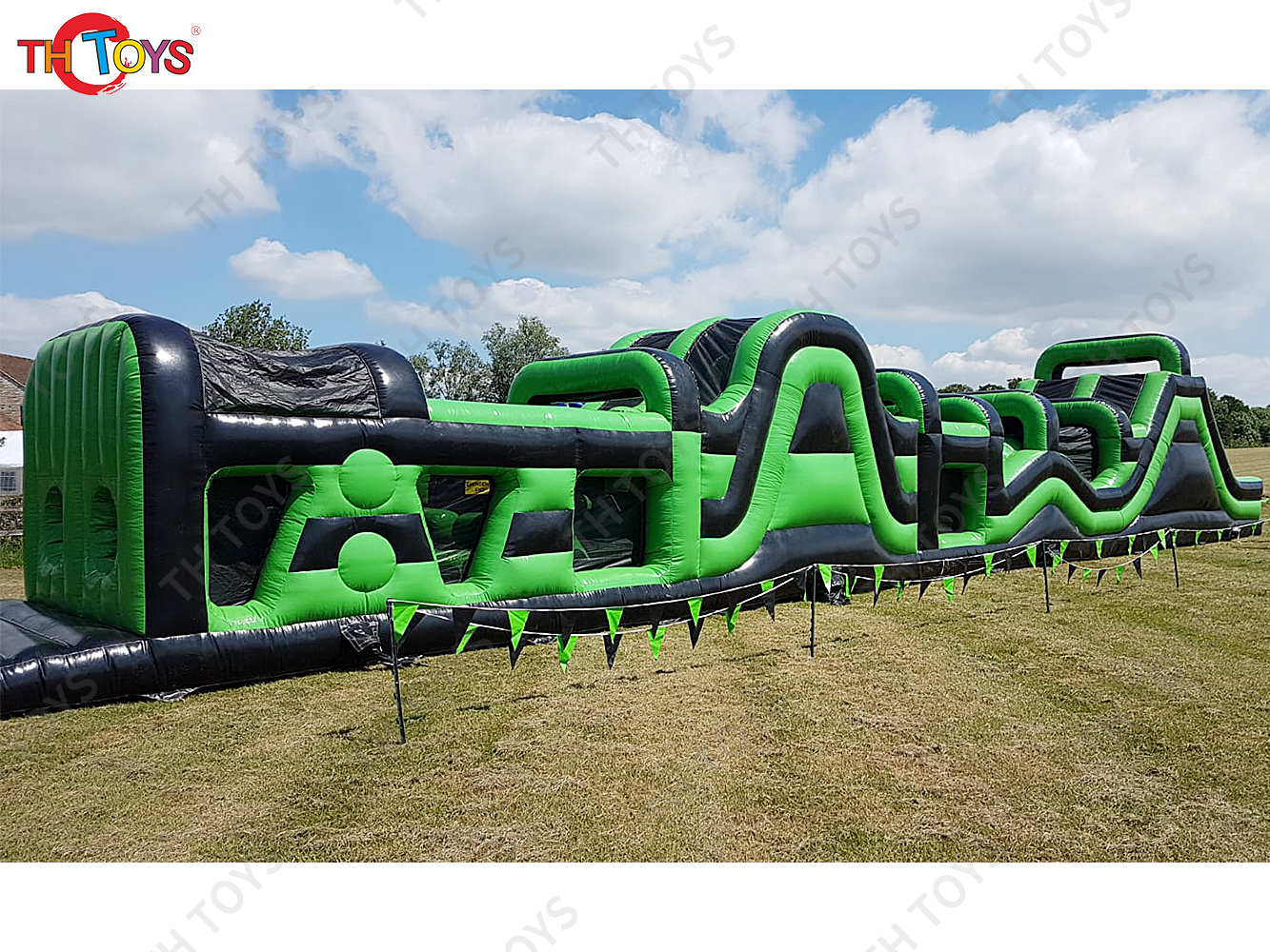 team work commercial inflatable obstacle course game, energetic inflatable obstacle bouncy slide running game