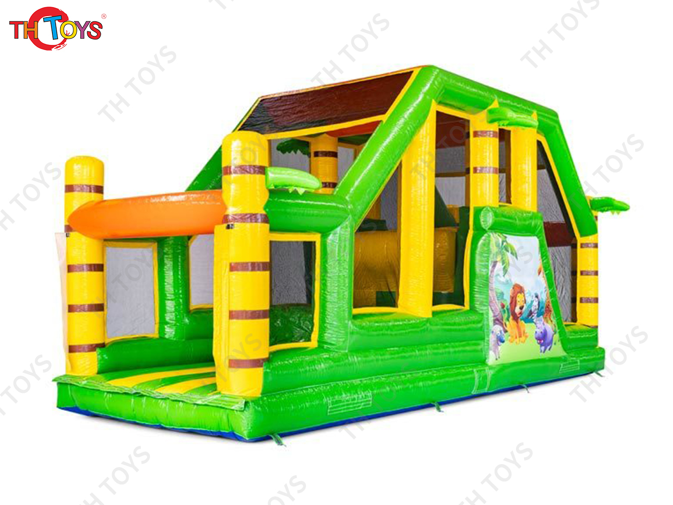 outdoor giant Funny Jungle Race Inflatable Obstacle Course, forest theme inflatable bouncer slide combos