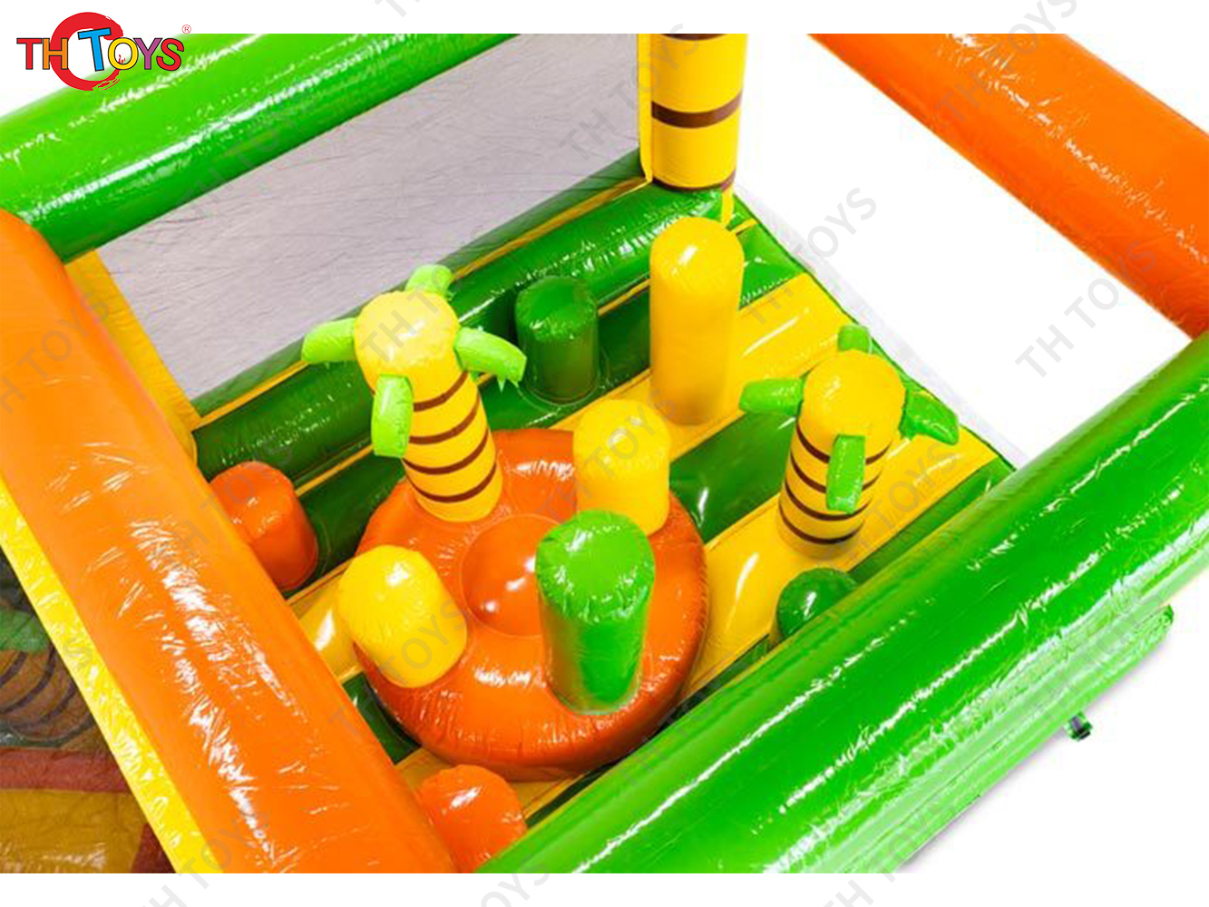 outdoor giant Funny Jungle Race Inflatable Obstacle Course, forest theme inflatable bouncer slide combos