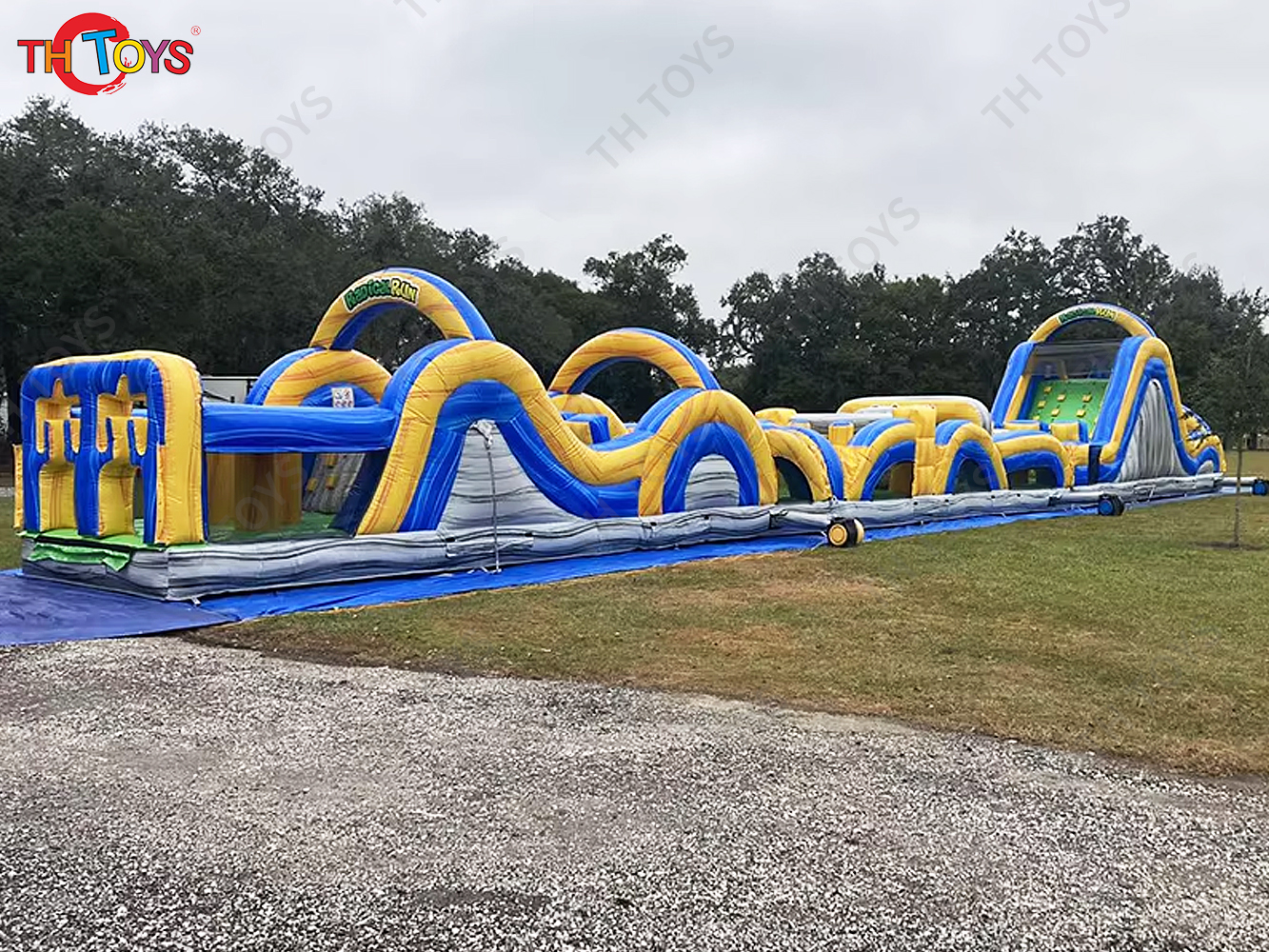 25x4m giant Inflatable Obstacle Course Combination Inflatable challenge running course bouncy slide games