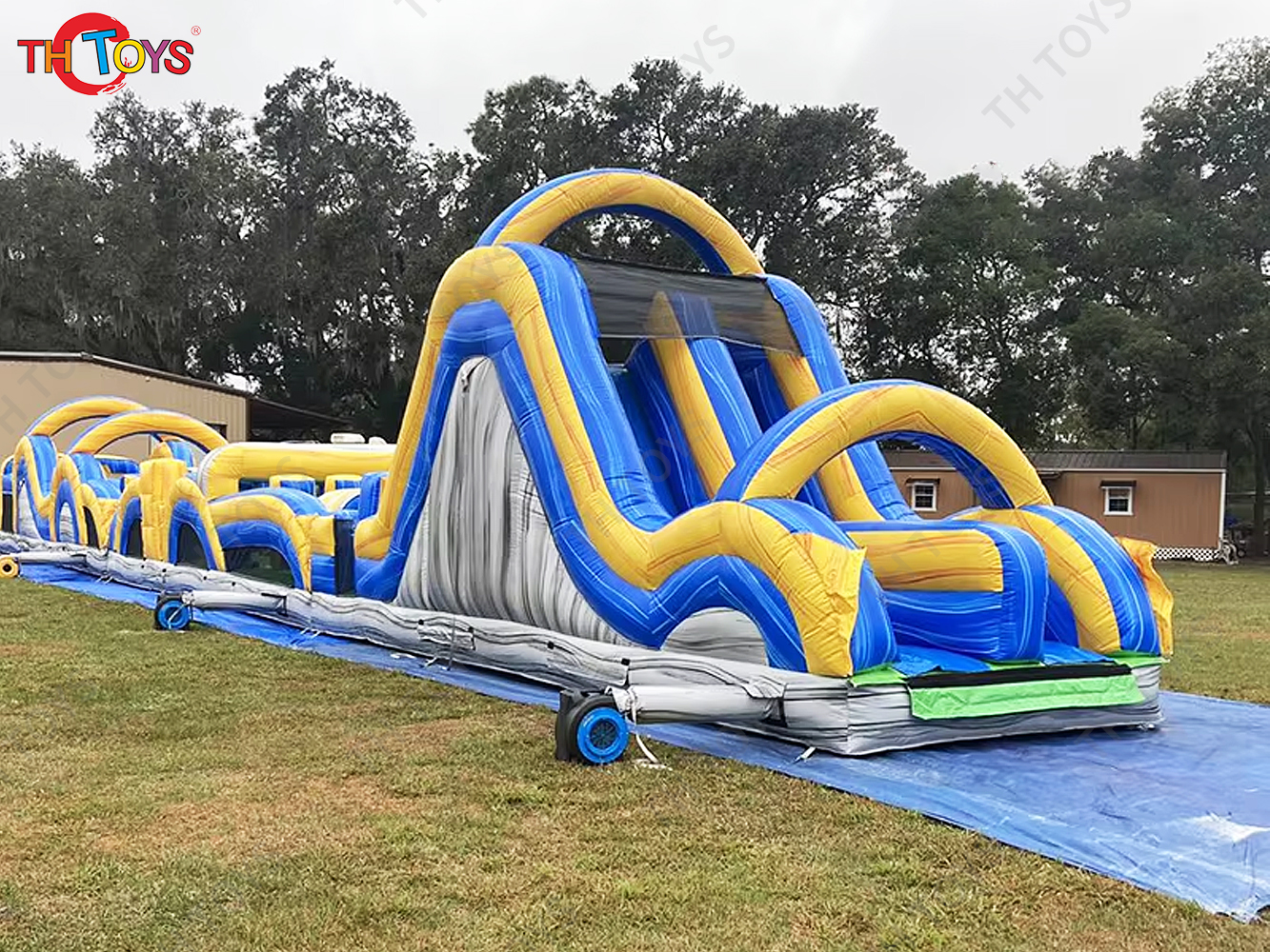 25x4m giant Inflatable Obstacle Course Combination Inflatable challenge running course bouncy slide games