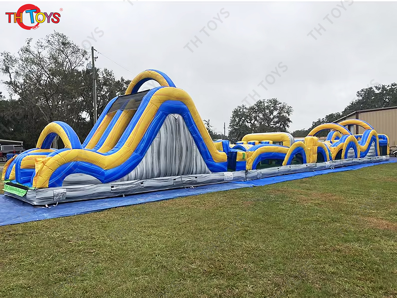 25x4m giant Inflatable Obstacle Course Combination Inflatable challenge running course bouncy slide games