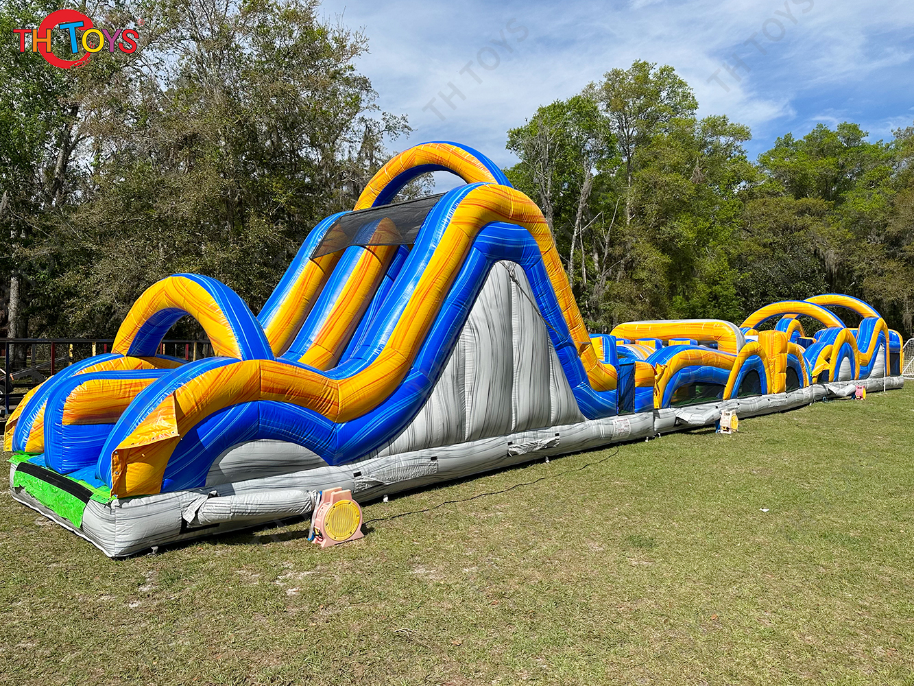 25x4m giant Inflatable Obstacle Course Combination Inflatable challenge running course bouncy slide games