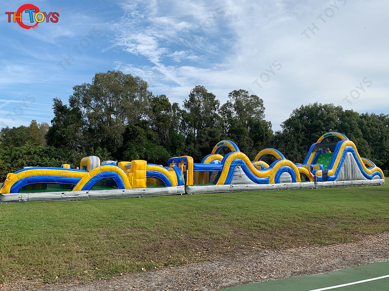 25x4m giant Inflatable Obstacle Course Combination Inflatable challenge running course bouncy slide games