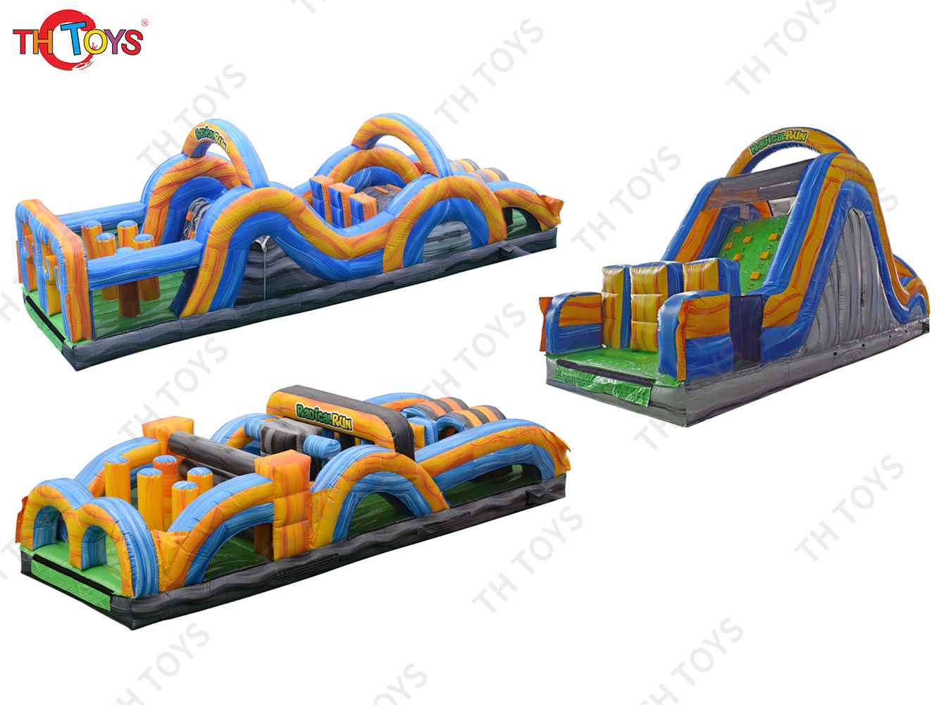 25x4m giant Inflatable Obstacle Course Combination Inflatable challenge running course bouncy slide games
