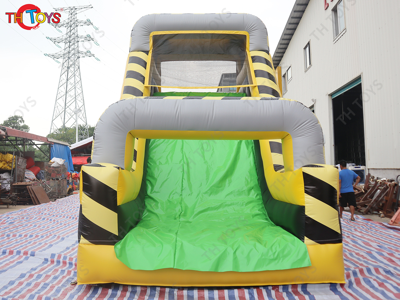 15m kids inflatable obstacle course challenge game, adults commercial bouncy castle jumper slide rush race