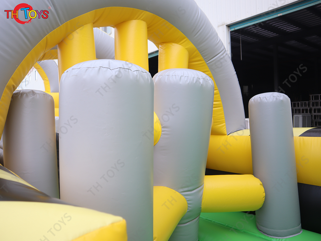 15m kids inflatable obstacle course challenge game, adults commercial bouncy castle jumper slide rush race