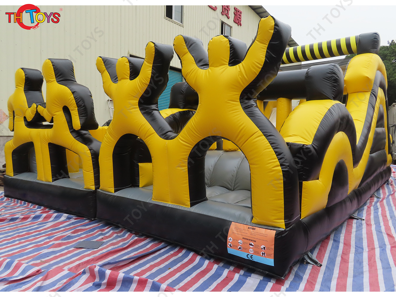 12x7m inflatable obstacle course racing slide team work sport game, inflatable jungle funland slide combo