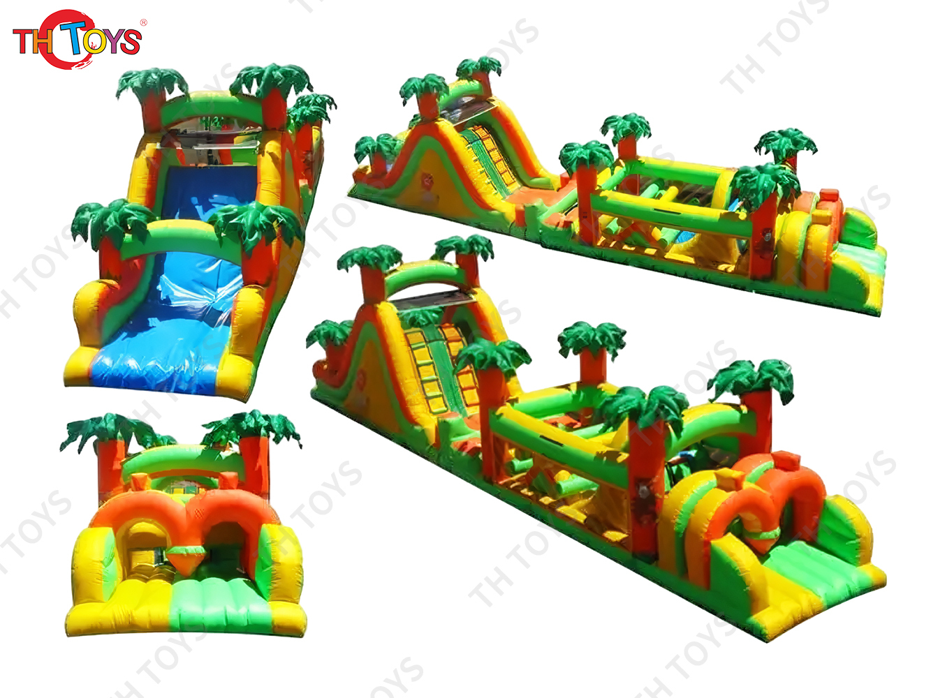 Jungle run kids adults inflatable obstacle course sport game, inflatable bouncer climbing wall slide game