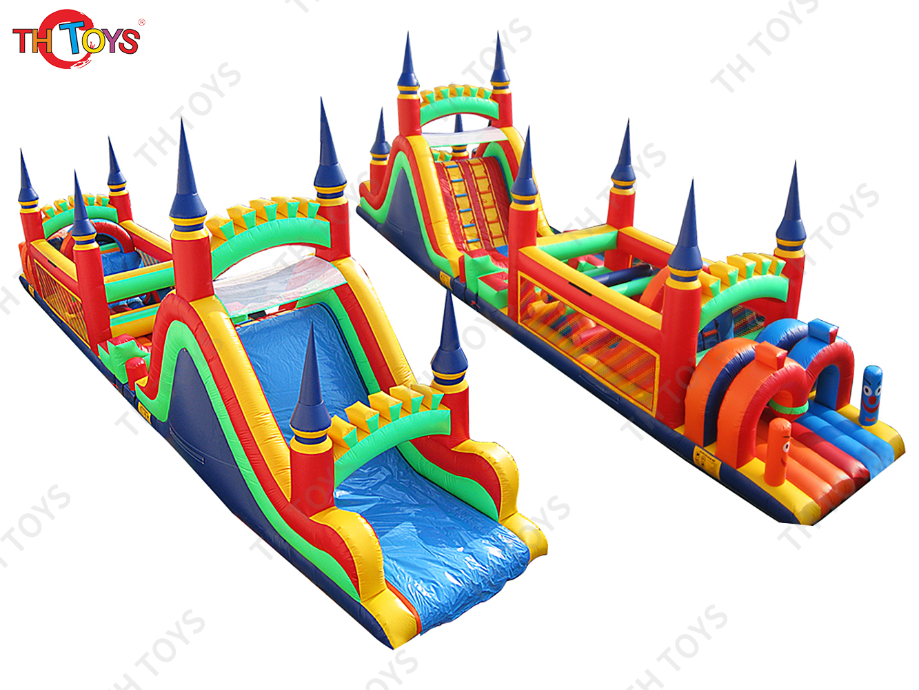 castle inflatable obstacle course,giant commercial inflatable obstacle course with bounce slide