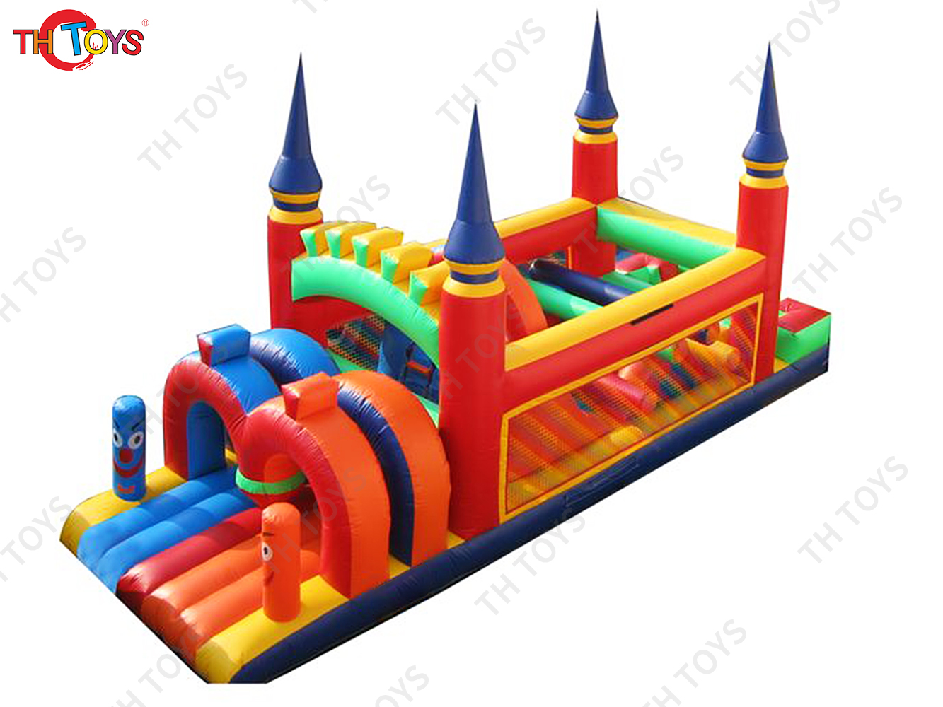 castle inflatable obstacle course,giant commercial inflatable obstacle course with bounce slide