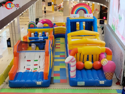 15x5m Commercial Outdoor Indoor AirPark Inflatable Bouncy Playground Obstacle Course Jumping Castle