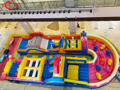 15x5m Commercial Outdoor Indoor AirPark Inflatable Bouncy Playground Obstacle Course Jumping Castle