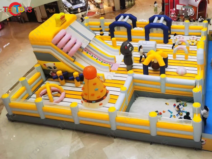 14x14m Commercial Outdoor Indoor AirPark Inflatable Bouncy Playground Obstacle Course Jumping Castle