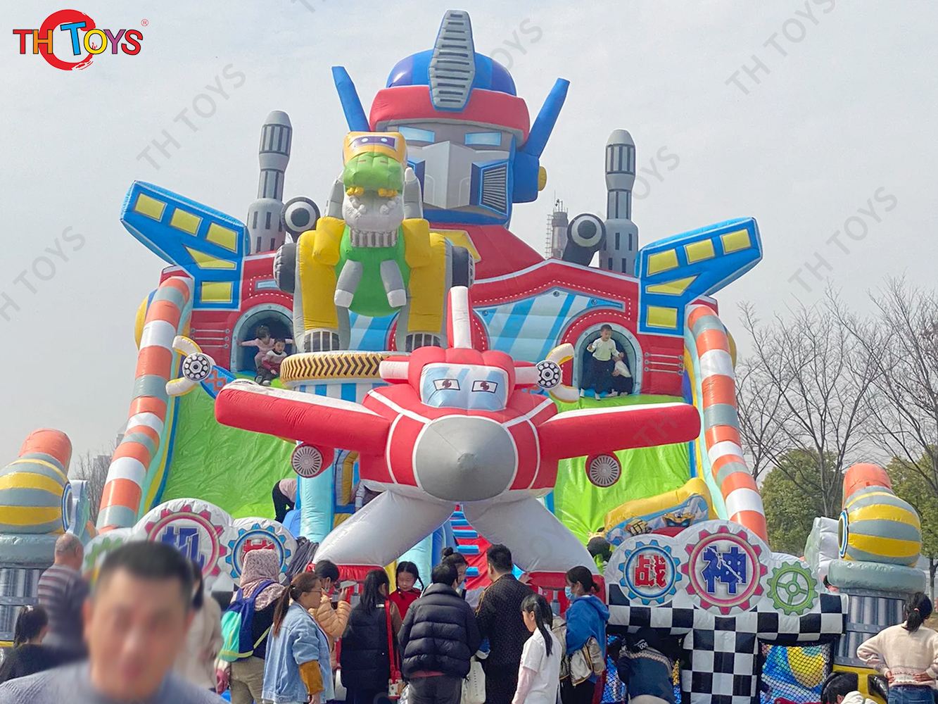 14x7m Commercial Outdoor Indoor AirPark Inflatable Bouncy Playground Obstacle Course Jumping Castle