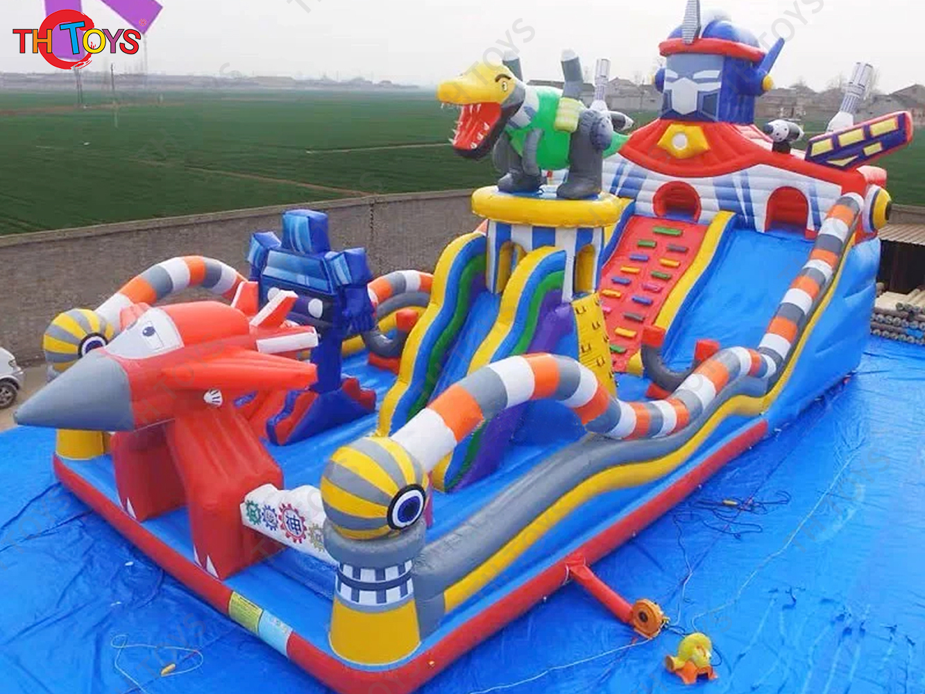 14x7m Commercial Outdoor Indoor AirPark Inflatable Bouncy Playground Obstacle Course Jumping Castle