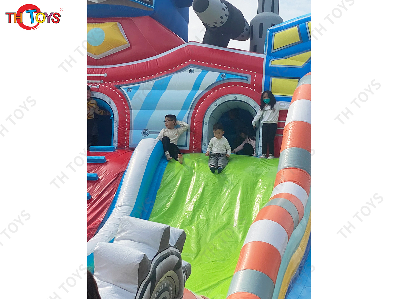 14x7m Commercial Outdoor Indoor AirPark Inflatable Bouncy Playground Obstacle Course Jumping Castle