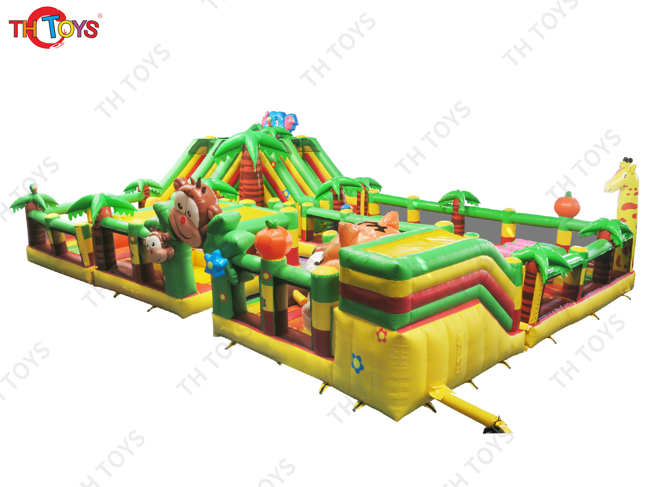 15x10m Giant Inflatable Toys hüpfburg Bouncer Playground Zoo Themed Bouncy Castle with Slide and Obstacles for Sale