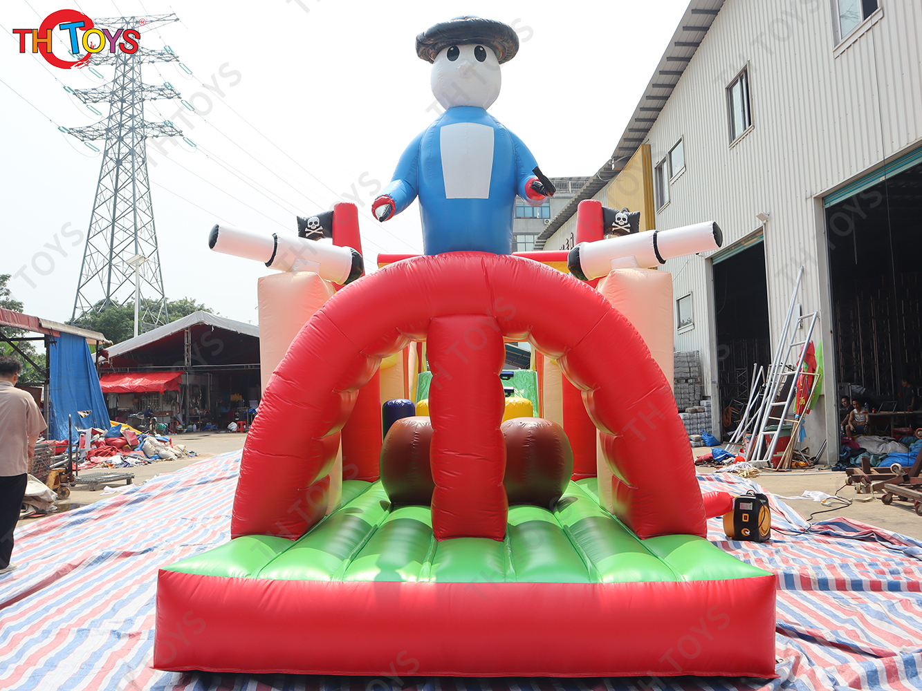 15x3x4.5m Commercial Grade New Inflatable Pirate Obstacle Course Captain Hook Bounce House Running Course