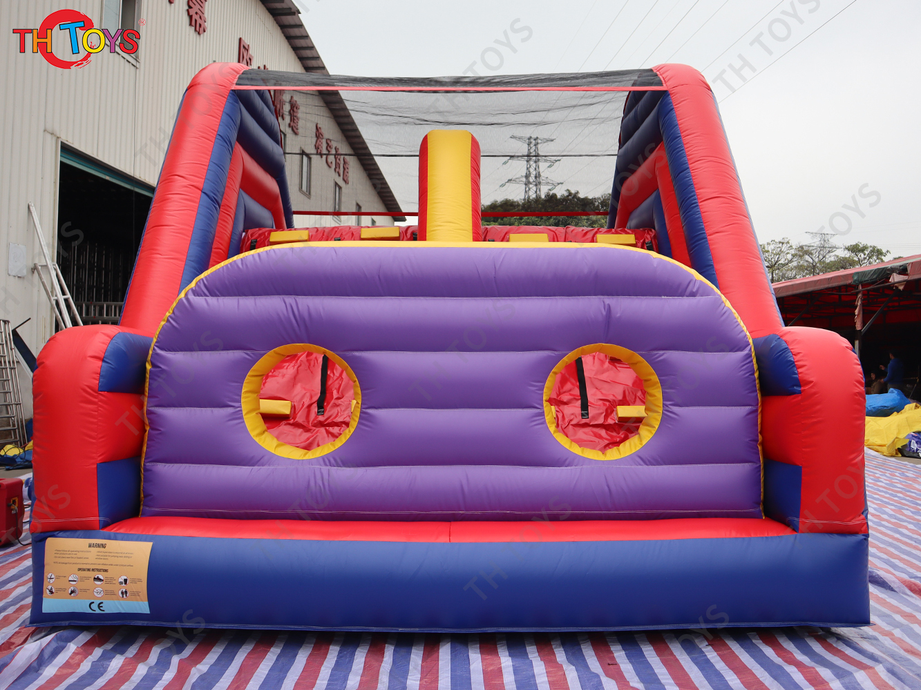 19x4x5m Commercial Grade Inflatable Obstacle Course Climb with Slide and Air Blower