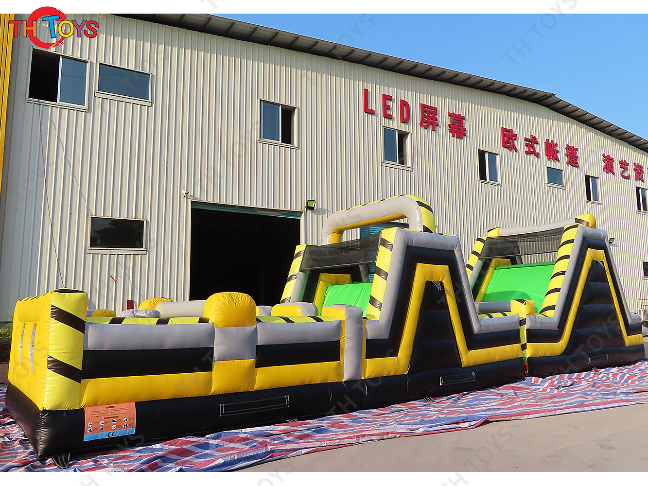 15x3x4m Commercial Grade Inflatable Obstacle Course Climb with Slide and Air Blower