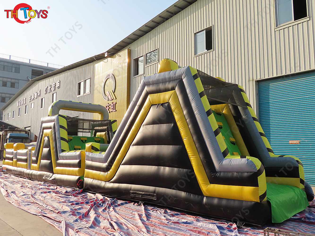 15x3x4m Commercial Grade Inflatable Obstacle Course Climb with Slide and Air Blower