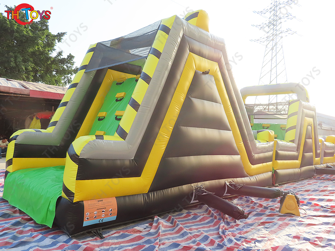 15x3x4m Commercial Grade Inflatable Obstacle Course Climb with Slide and Air Blower