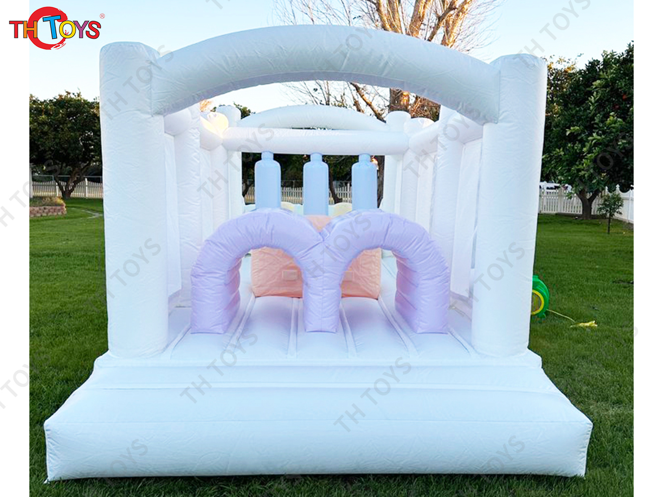 7x2.5m white inflatable obstacle course,Wedding Inflatable Bouncer Cheap Kids Bouncy Castle Bounce House Toys with Slide