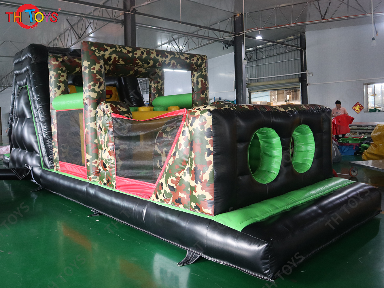8x2.5x3m kids commercial bouncer obstacle course, fast running inflatable obstacle course games slide combos