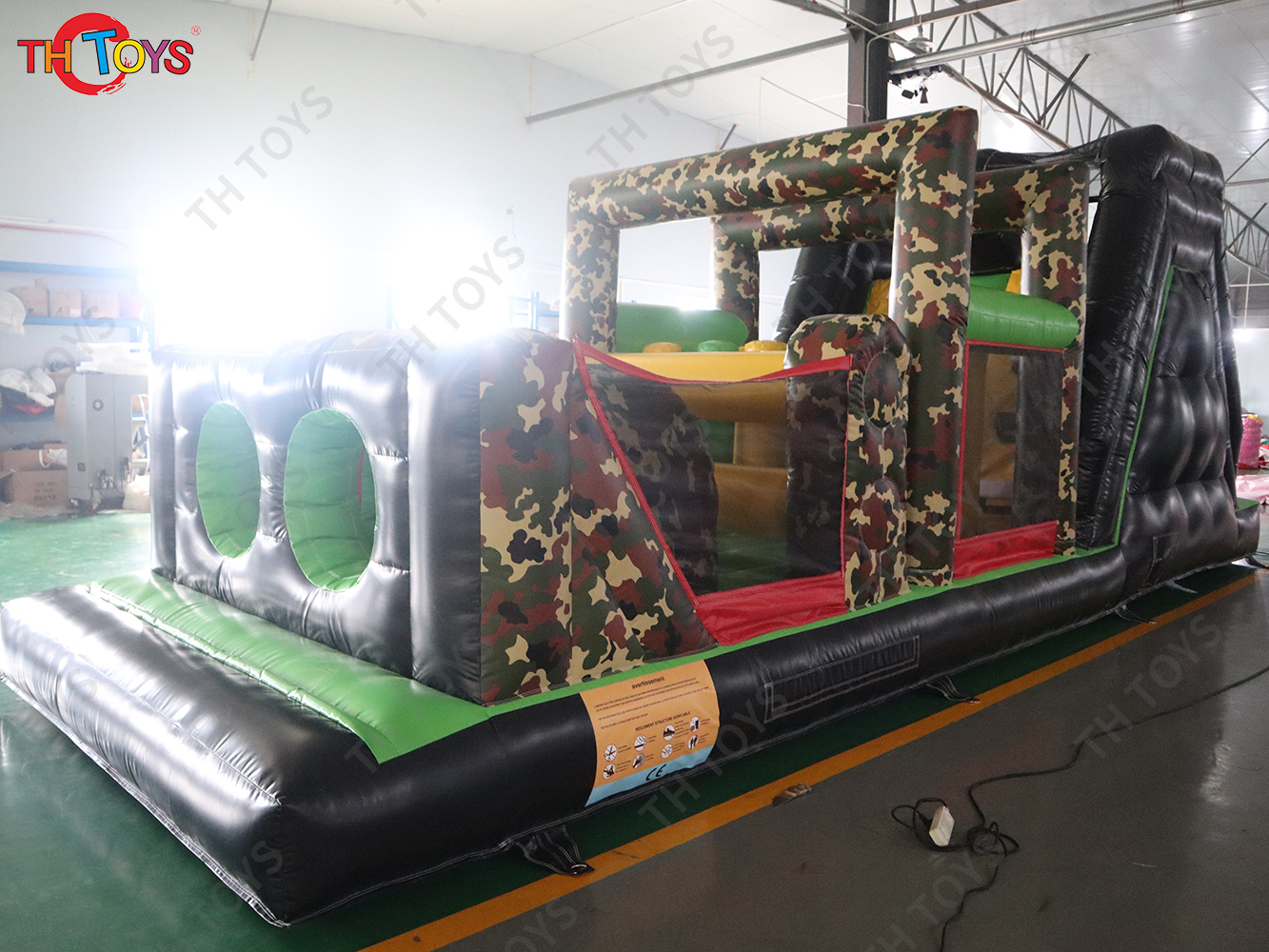 8x2.5x3m kids commercial bouncer obstacle course, fast running inflatable obstacle course games slide combos