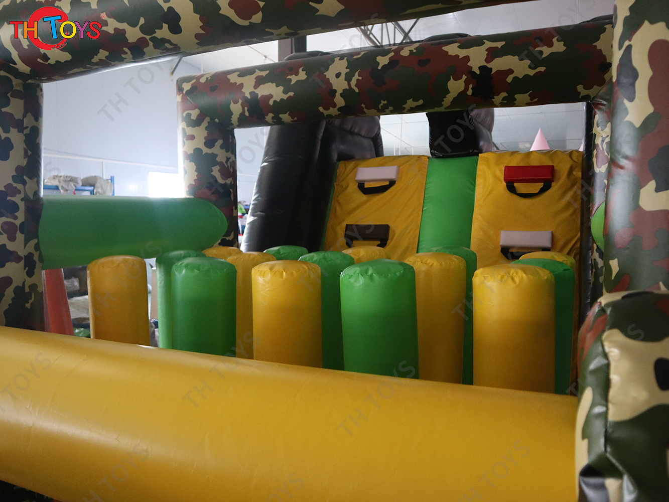 8x2.5x3m kids commercial bouncer obstacle course, fast running inflatable obstacle course games slide combos