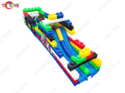 commercial castle inflatable obstacle course,13m long speed up inflatable obstacle course challenge game for kids