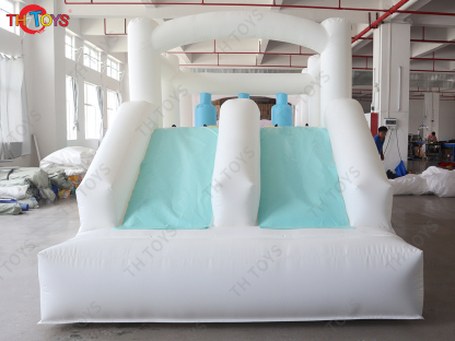 7x2.5m inflatable obstacle course,kids commercial white bouncy slide with obstacle toys for sale