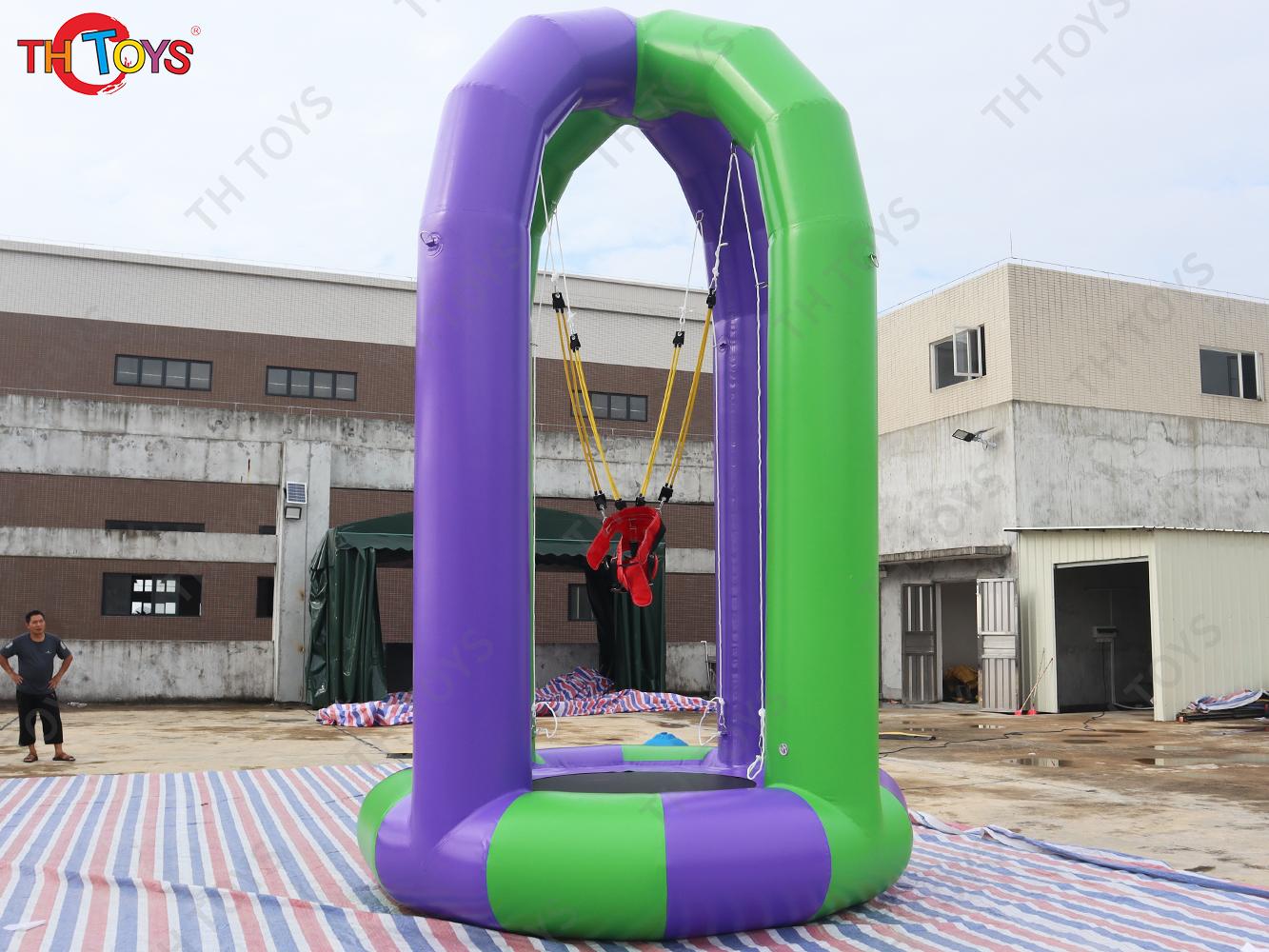 3m 10ft diameter inflatable bungee jumping funny inflatables trampoline, outdoor inflatable bungee jumping mat for kids N adults