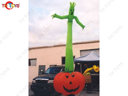 Giant Pumpkin Ghost Inflatable Sky Dancer Blow Up Air Dancer for Halloween Outdoor Decoration