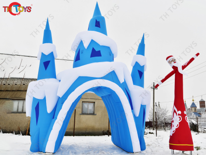Giant Iceberg Inflatable Castle Channel Tent Snow Theme Inflatable Tunnel Dome Tent Arch Tent