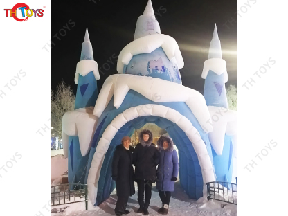 Giant Iceberg Inflatable Castle Channel Tent Snow Theme Inflatable Tunnel Dome Tent Arch Tent