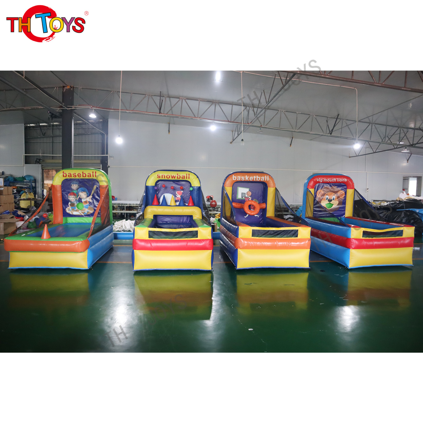 giant outdoor 4-in-1 carnival sports games kids basketball shooting inflatable games sports arena inflatable rings throwing game