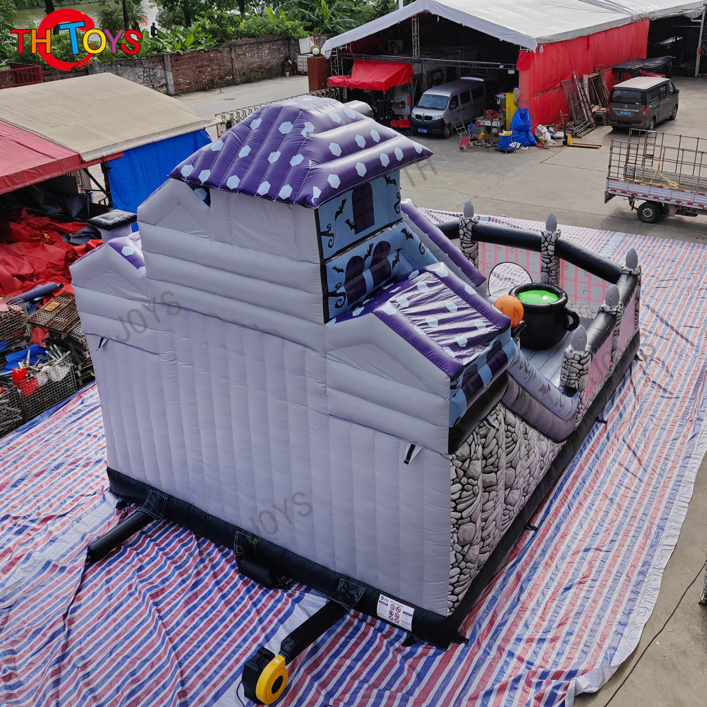 Commercial Inflatable halloween haunted bounce house combo with slide