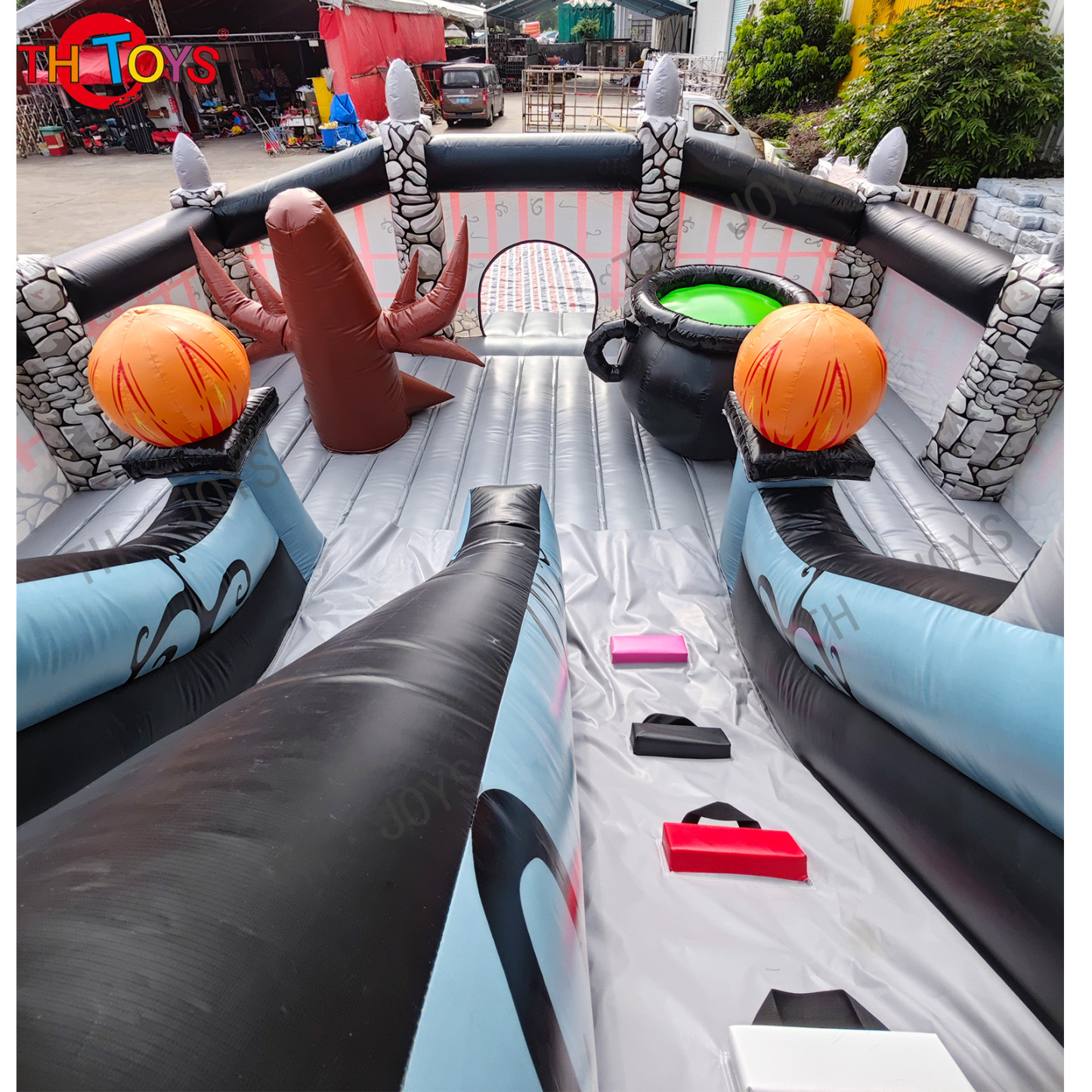 Commercial Inflatable halloween haunted bounce house combo with slide