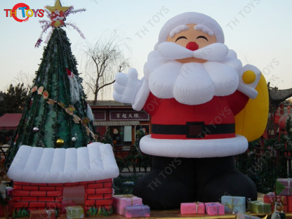 Christmas Man Inflatable Character Santa Claus, outdoor Advertising santa claus Inflatables with gift bag