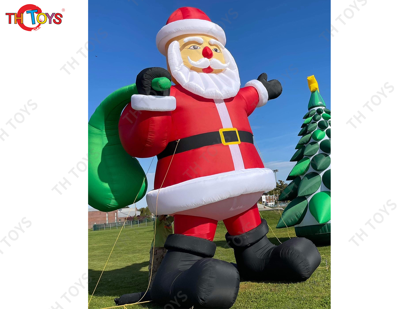 Christmas Man Inflatable Character Santa Claus, outdoor Advertising santa claus Inflatables with gift bag