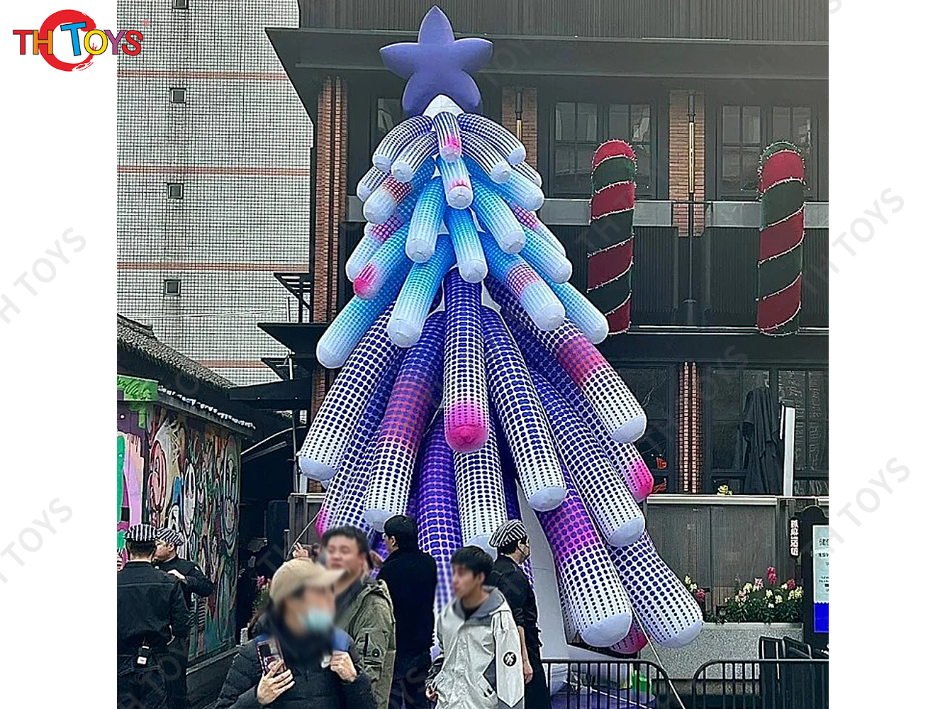 26Ft Tall Inflatable Green Christmas Tree with Multicolor Gift Boxes and Star - Outdoor Indoor Holiday Party Yard Decoration