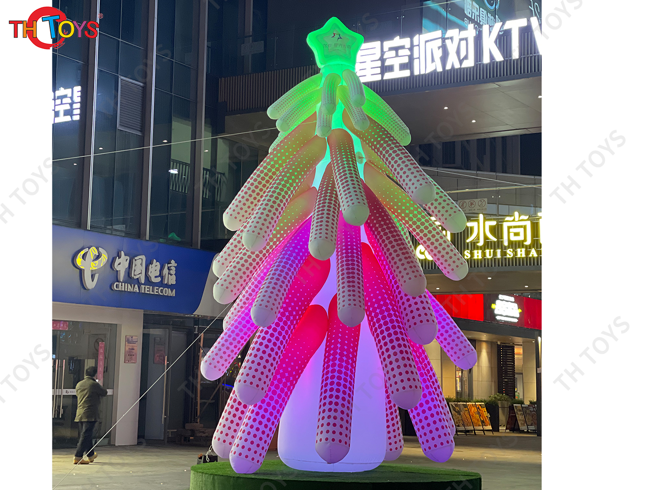 26Ft Tall Inflatable Green Christmas Tree with Multicolor Gift Boxes and Star - Outdoor Indoor Holiday Party Yard Decoration