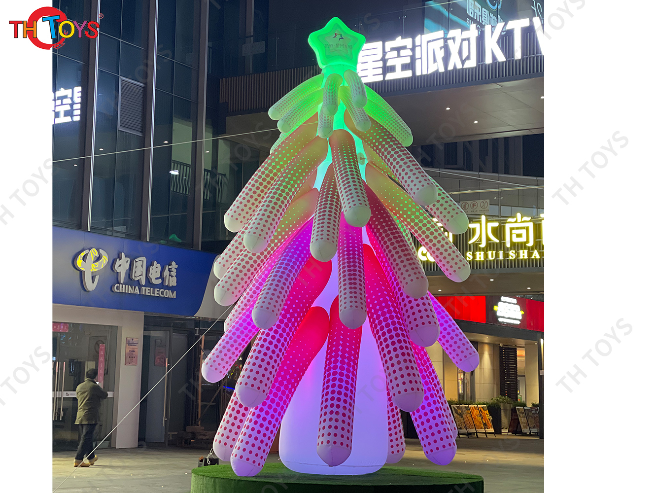 26Ft Tall Inflatable Green Christmas Tree with Multicolor Gift Boxes and Star - Outdoor Indoor Holiday Party Yard Decoration