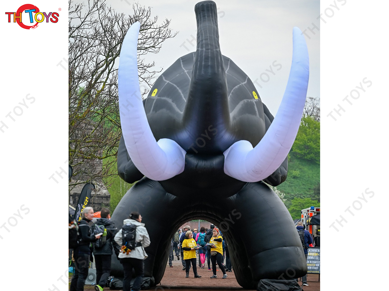 7x5x5m Inflatable Mammuth Tunnel Arch Inflatable Animal Helmet Entrance Tunnel For Sports Events