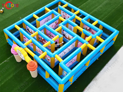 outdoor giant Ice Cream Inflatable Maze, customized inflatable Obstacle maze laser tag games for party
