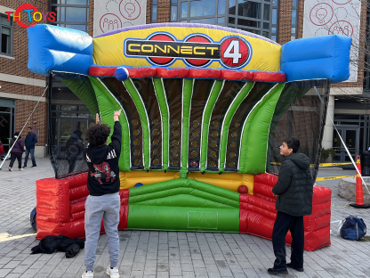4x3m New Game Commercial Basketball Toss Inflatable Connect Four Hot Shot Basketball Carnival Games